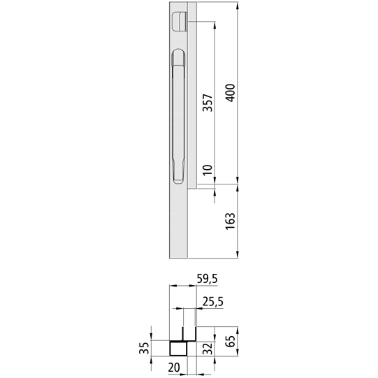 K20 Eckrunge vorne, links, Aluminium eloxiert, 400 mm Nennh&ouml;he Suer 106121248