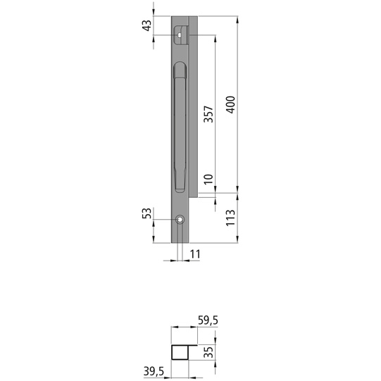 K20 Eckrunge vorne, links, Aluminium eloxiert, 400 mm Nennh&ouml;he, Suer 106121252