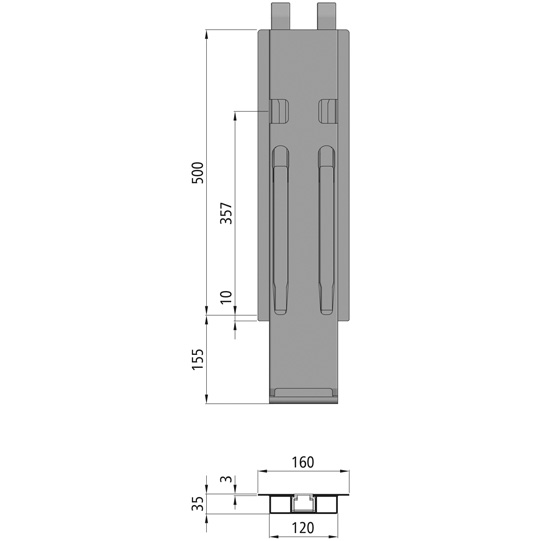 K20 Mittelrunge, Aluminium eloxiert, 500 mm Nennh&ouml;he, Suer 106121265