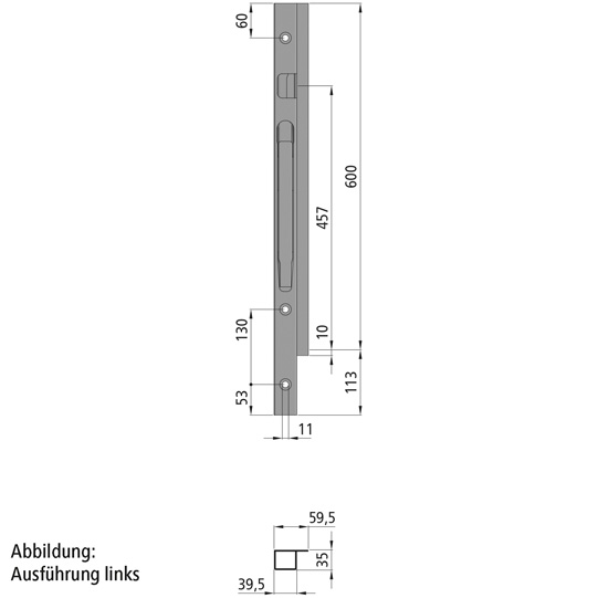 K20 Eckrunge vorne, rechts, Aluminium eloxiert, 600 mm Nennh&ouml;he, Suer 106121285