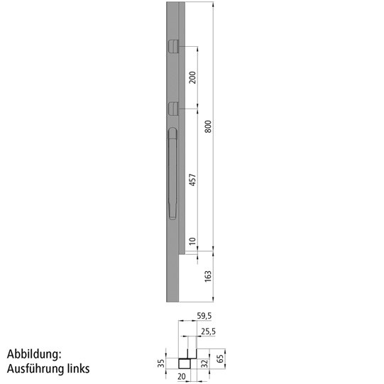 K20 Eckrunge vorne, rechts, Aluminium eloxiert, 800 mm Nennh&ouml;he Suer 106121297