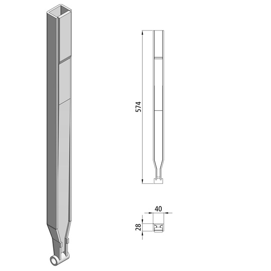 Kinnetop Rohr f&uuml;r 800 - 1200 mm Rungen, Stahl roh Suer 106121362