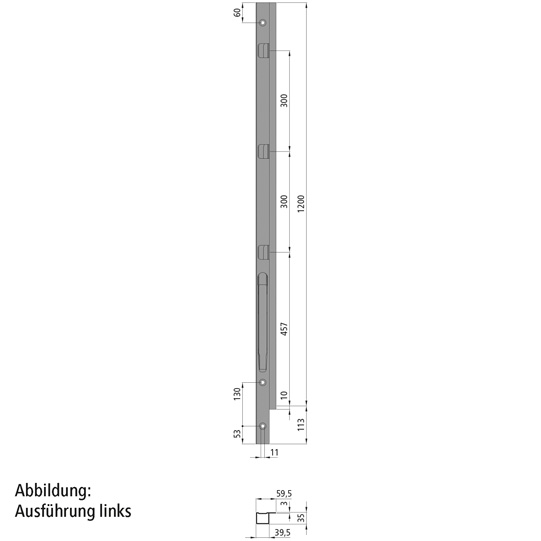 K20 Eckrunge vorne, rechts, Stahl, schwarz KTL-beschichtet 1200 mm Nennh&ouml;he Suer