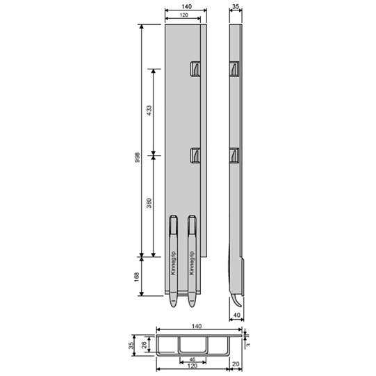K5 Hinterrunge Stahl KTL, rechts, f&uuml;r 1000 mm Bordwandh&ouml;he Ausf&uuml;hrung BBE Suer