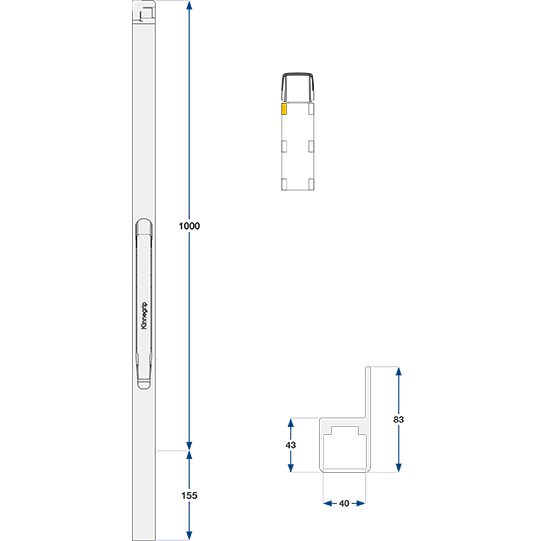 Kinnegrip - K30 Vorderrunge Alu, links, 1000 mm BWH Suer 106121893