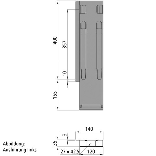 K20 Eckrunge hinten, Stahl, microZINQ 5, rechts, (DV) Suer 106122257