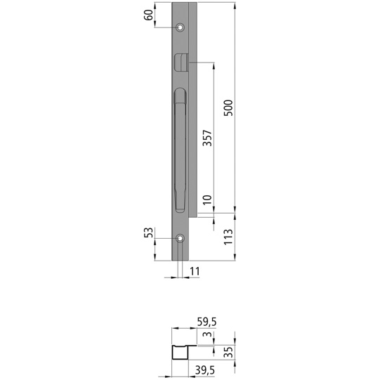 K20 Eckrunge vorne, links, Stahl, microZINQ 5, 500 mm Nennh&ouml;he, Suer 106122258