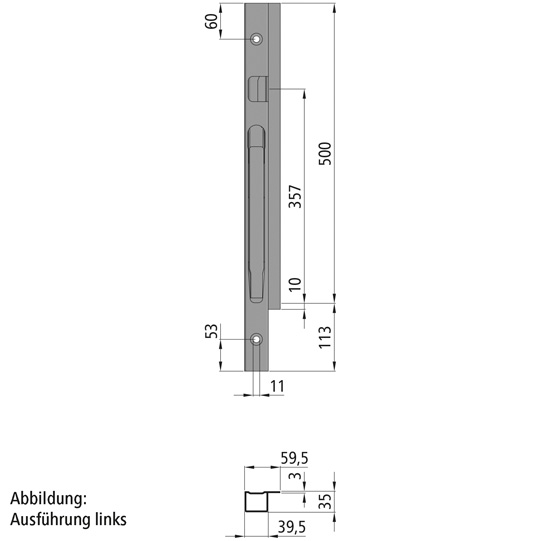 K20 Eckrunge vorne, rechts, Stahl, microZINQ 5, 500 mm Nennh&ouml;he Suer 106122259