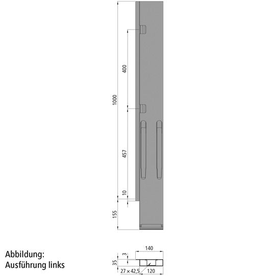 K20 Eckrunge hinten, rechts, Stahl, microZINQ 5, 1000 mm Suer 106122315