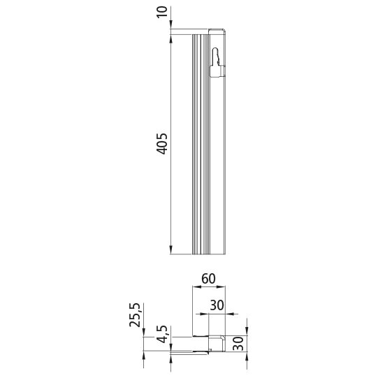 T50 Verschlussprofil/Gegenhalter, Aluminium, 405 mm, rechts, ASPL Suer 106629481