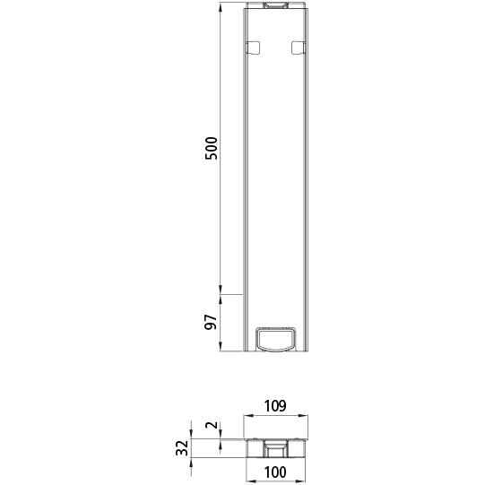 T50 Mittelrunge 500 Aluminium eloxiert, f&uuml;r Bordw&auml;nde 500 mm Suer 106629500