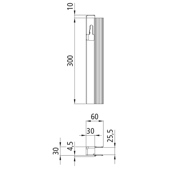 T50 Verschlussprofil/Gegenhalter, Aluminium, 300 mm, links Suer 106629508