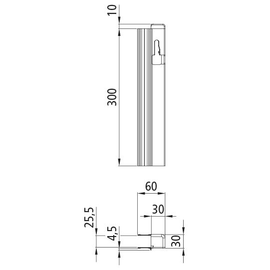 T 50 Verschlussprofil/Gegenhalter, Aluminium, 300 mm, rechts Suer 106629509