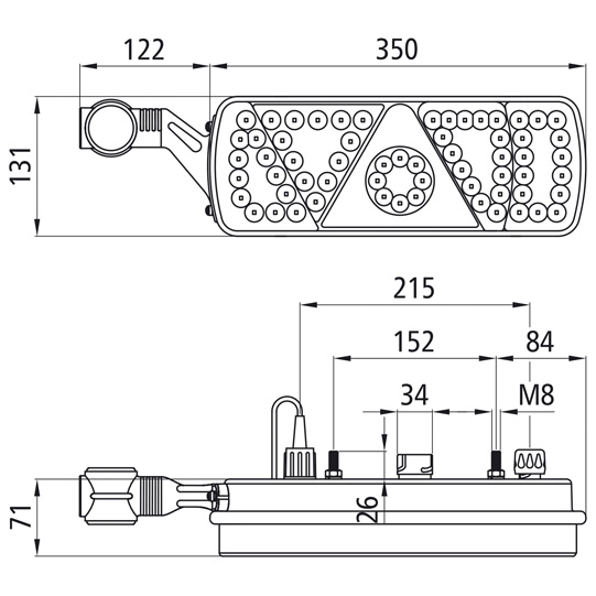 Asp&ouml;ck - EcoLED, 24 V, li, 7-pol.ASS+2x2-pol., m. LCG, m. U Suer 127552806