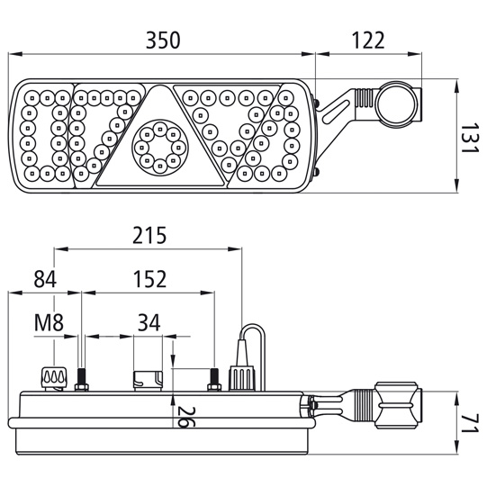Asp&ouml;ck - EcoLED, 24 V, re, 7-pol.ASS+2x2-pol., m. LCG, m. U Suer 127552809