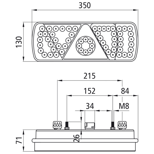 Asp&ouml;ck - EcoLED, 24 V, li, 7-pol. ASS+2x2-pol., m. Dreieck, Suer 127552820