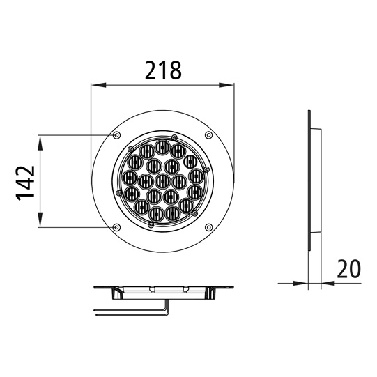 Asp&ouml;ck - Innenleuchte LED, 12/24 V, Durchmesser 220 mm, Einbauversion Suer