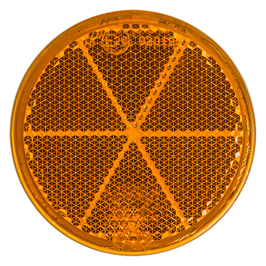 Asp&ouml;ck - R&uuml;ckstrahler, rund, Durchmesser 60 mm, gelb, selbstklebend Suer