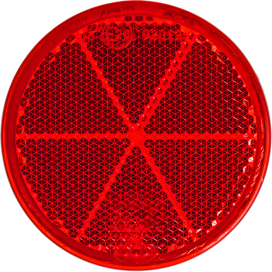 Asp&ouml;ck - R&uuml;ckstrahler, rund, Durchmesser 60 mm, rot, selbstklebend Suer