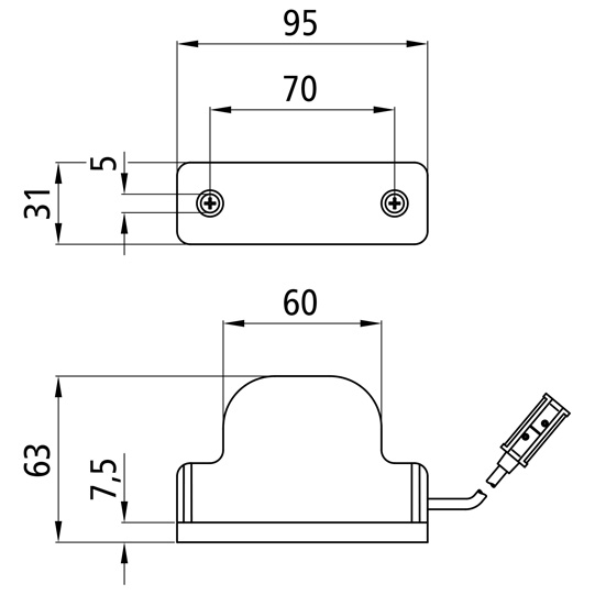 Asp&ouml;ck - Sidepoint, 24 V, wei&szlig;, Kabel 0,50 m, P&R, Einbauve Suer 127553532
