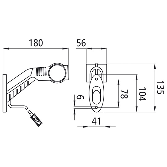 Asp&ouml;ck - Superpoint III LED, 24 V, rechts, rt/ws/ge, 1,25 m Suer 127553557