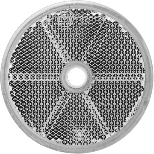 Asp&ouml;ck - R&uuml;ckstrahler, rund, Durchmesser 60 mm, wei&szlig;, mit Befestigung Suer
