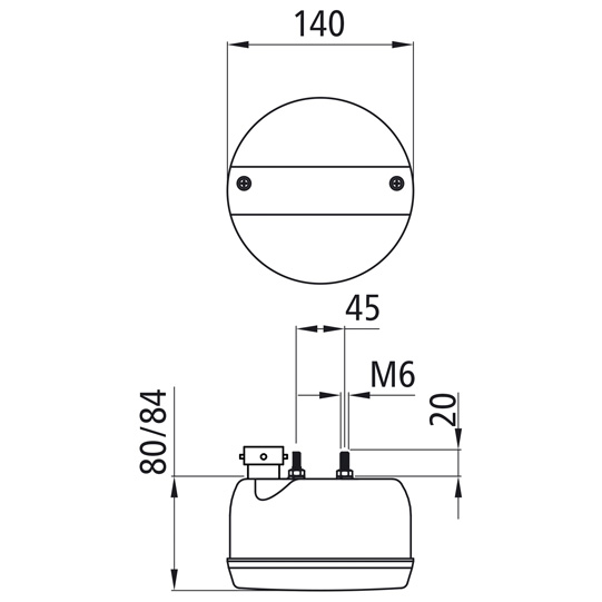 Asp&ouml;ck - Dreikammerleuchte LED, 12/24 V, 140 mm Durchmesser, 8-pol. B Suer