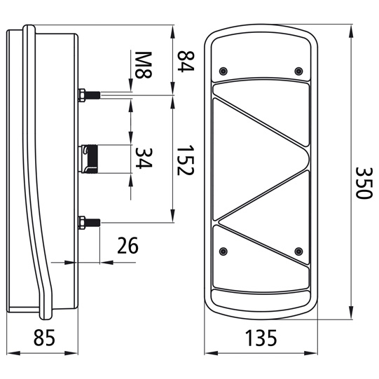 Asp&ouml;ck - Ecopoint II LED, 24 V, re, o. Dreieck, f. vertik. Suer 127553966