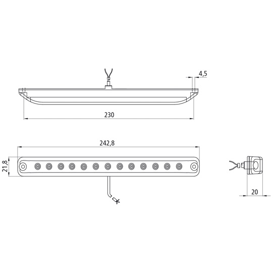 Asp&ouml;ck - Linepoint I LED, 12/24 V, R&uuml;ck-, Bremsl., 0,5m, op Suer 127554000