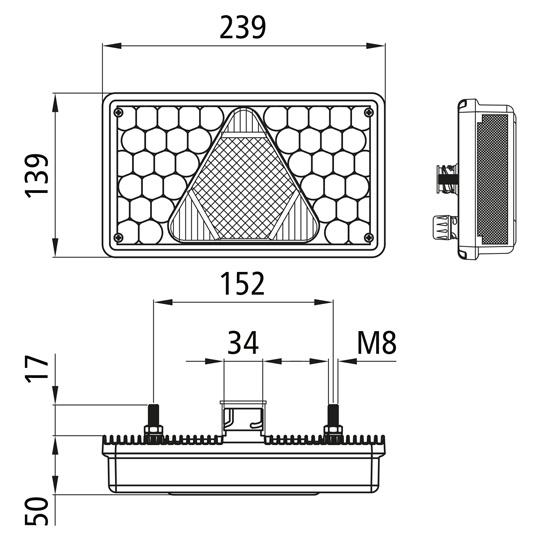 Asp&ouml;ck - MultiLED, 24V,li,o. Dreieck,7-pol.AMP+2-pol.ASS,LC Suer 127554005