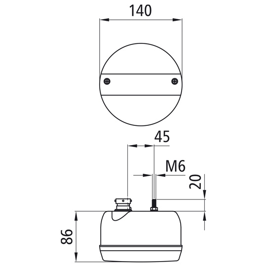 Asp&ouml;ck - 3-Kammer Leuchte, 24 V, 8-pol. Baj., 140 mm Durchmesser Suer 127555156