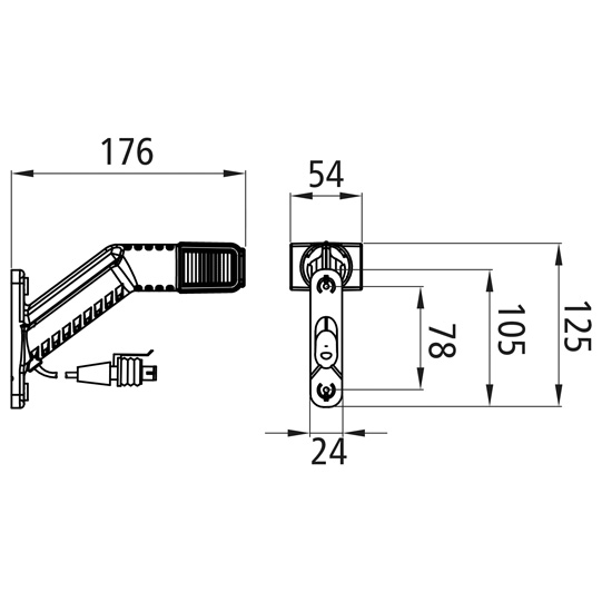 Asp&ouml;ck - Superpoint IV LED, 12/24V, rechts, 1,00m, 2-pol. S Suer 127555215