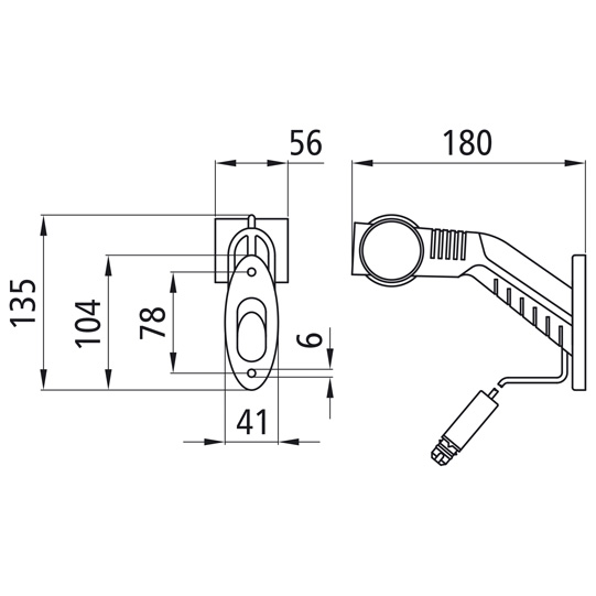 Asp&ouml;ck - Superpoint III LED, 24 V, links, rt/ws/ge, 1,25 m, Suer 127555230