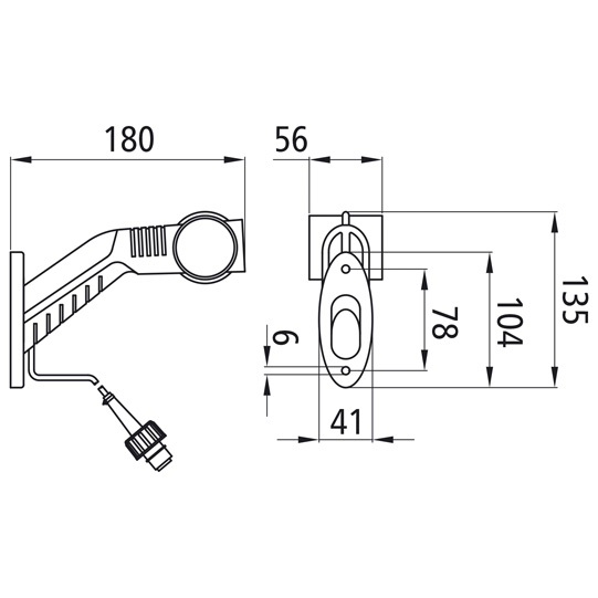 Asp&ouml;ck - Superpoint III LED, 24 V, rechts, rt/ws/ge, 2,10 m Suer 127555234