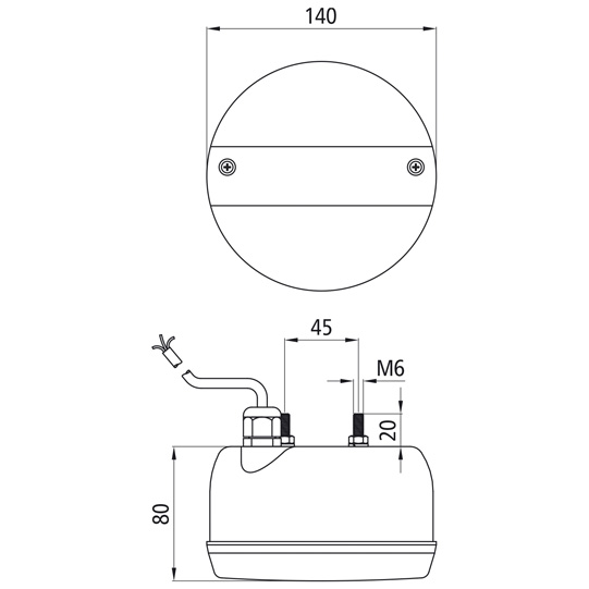 Asp&ouml;ck - 3-Kammerleuchte LED, 12/24 V, 140 mm Durchmesser, 0,50 m, op 127555320