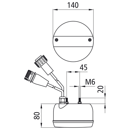 Asp&ouml;ck - 3-Kammer LED, 12/24 V, 140 mm Durchmesser, 0,15 m, 2x 7-pol. Suer