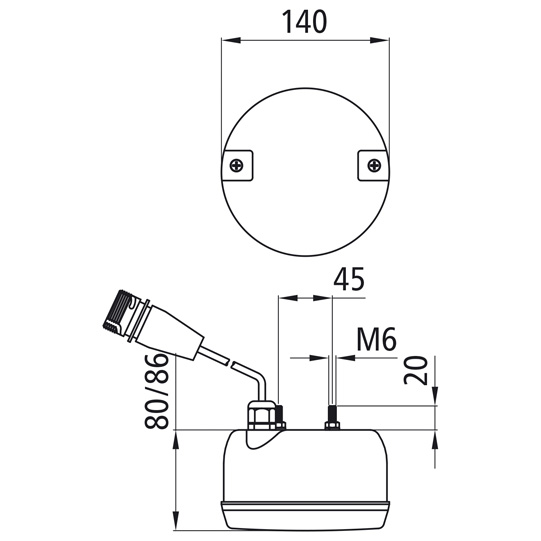 Asp&ouml;ck - R&uuml;ckfahrleuchte LED, 12/24 V, 140 mm Durchmesser, 0,15 m, 7- Suer
