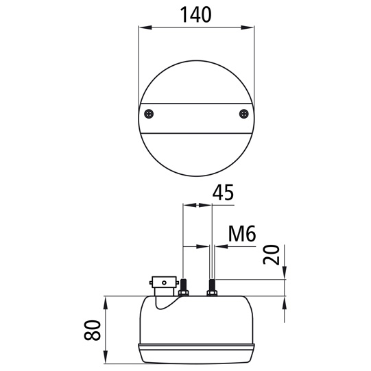 Asp&ouml;ck - 3-Kammerleuchte LED, 12/24 V, Durchmesser 140 mm, 5-pol. Baj Suer