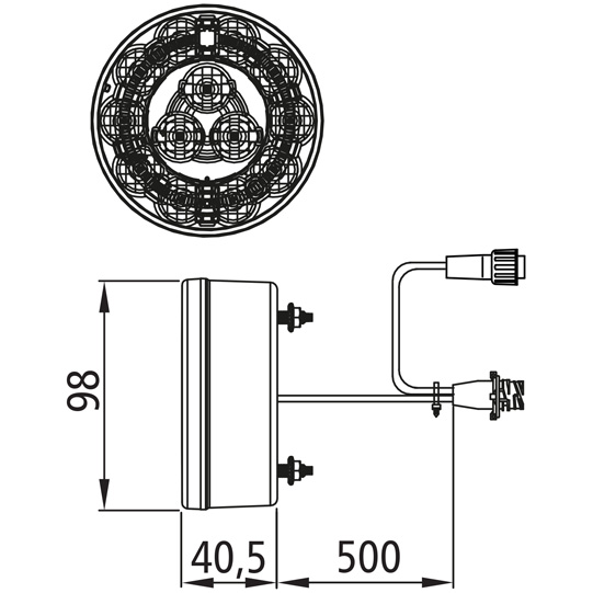 Asp&ouml;ck - Braspoint 98 LED, 12/24 V, 3-Funkt.,7-pol.AMP,0,5m Suer 127555550