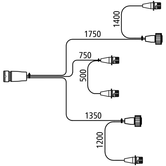 Asp&ouml;ck - Verteilerleitung, 17-pol. Baj., LP30, 2x7-pol. ASS Suer 127555556