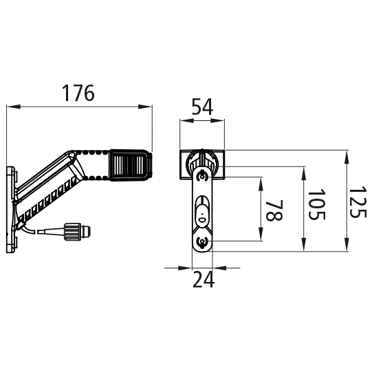 Asp&ouml;ck - Superpoint IV LED, 12/24 V, rechts, 0,50 m, 2-pol. Suer 127555619