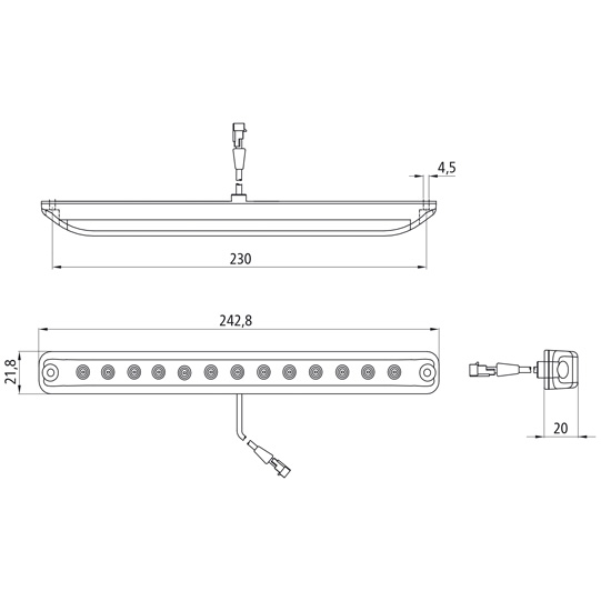 Asp&ouml;ck - Linepoint I LED, 12/24 V, R&uuml;ckfahrl., 0,15 m, 2-po Suer 127557136