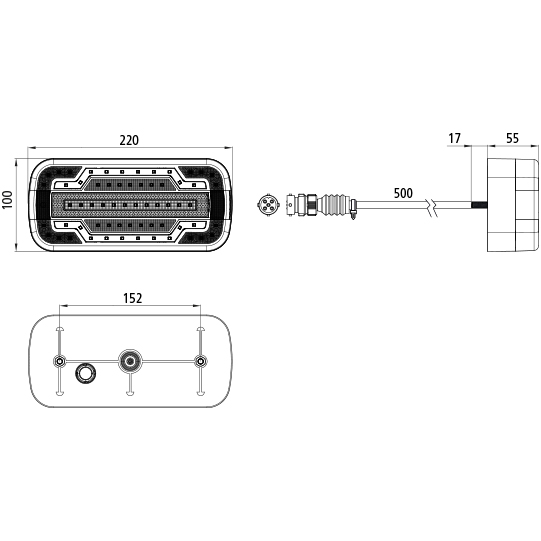 Asp&ouml;ck - MidiLED I, 12/24 V, links, 5-pol. Baj., 0,5 m, m. Suer 127557327
