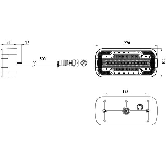 Asp&ouml;ck - MidiLED I, 12/24 V, rechts, 5-pol. Baj., 0,5 m, m. Suer 127557328
