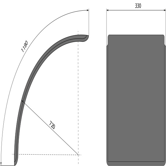 Traktorenkotfl&uuml;gel, Kunststoff, HS-PE 3312, 330 x 720 x 1180 mm, Suer 181375315