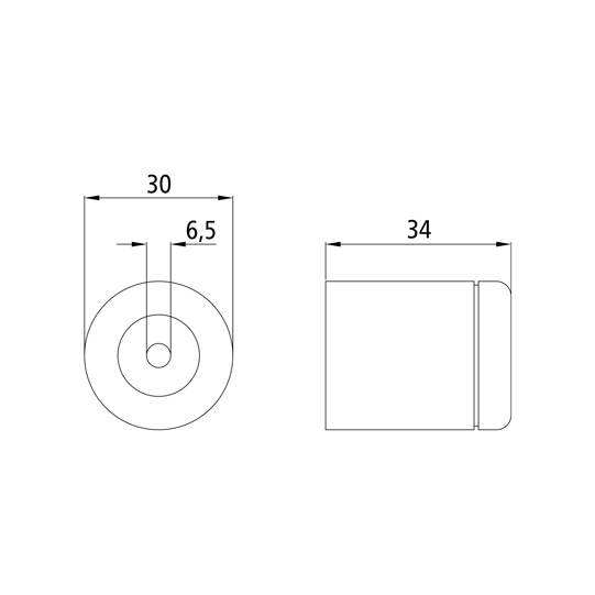 Gummi-Türpuffer,Durchmesser 30 x 34 mm Suer 215101826