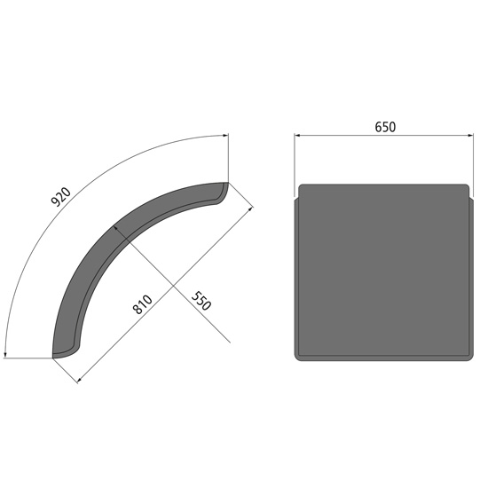 Kotfl&uuml;gel kurz (Viertel) L-PE 65.810.09, schwarz, 650 &times;550 &times; 920 &times; 810 mm Suer