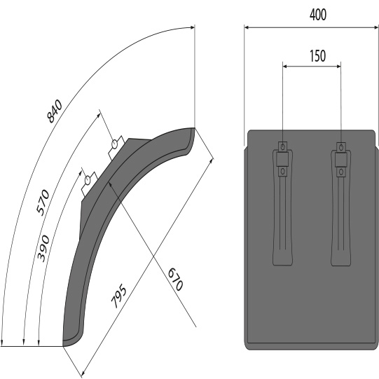 Kotflügel-Kunststoff kurz L-PE 40.795.09-IKK, Polyethylen schwarz Suer 274375165